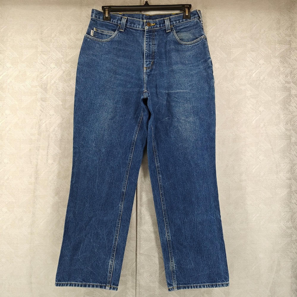 Carhartt FR Flame Resistant Work Jeans Mens 34x30 Blue Denim HRC 2 NFPA 2112